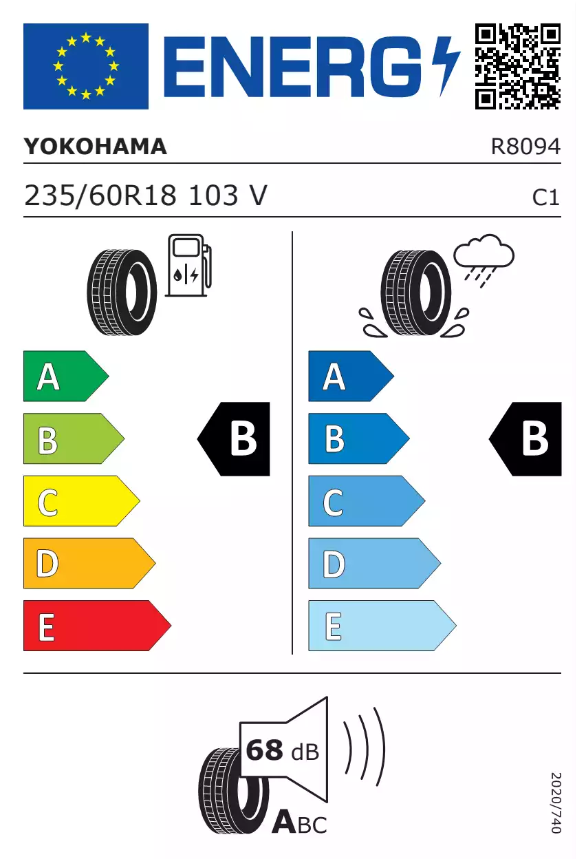 opona-yokohama-advan-v61-o-wymiarach-235/60R18-103V-eprel-1141208