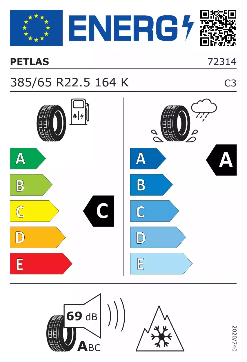 opona-petlas-sh110-o-wymiarach-385/65R22.5-164K-eprel-1254337