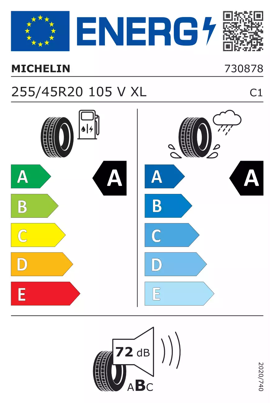 opona-michelin-e-primacy-o-wymiarach-255/45R20-105V-eprel-1418400