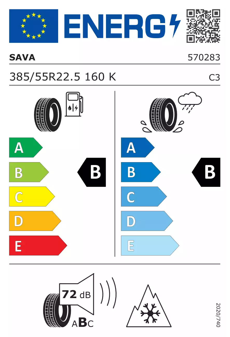 opona-sava-cargo-5-o-wymiarach-385/55R22.5-160K-eprel-652488