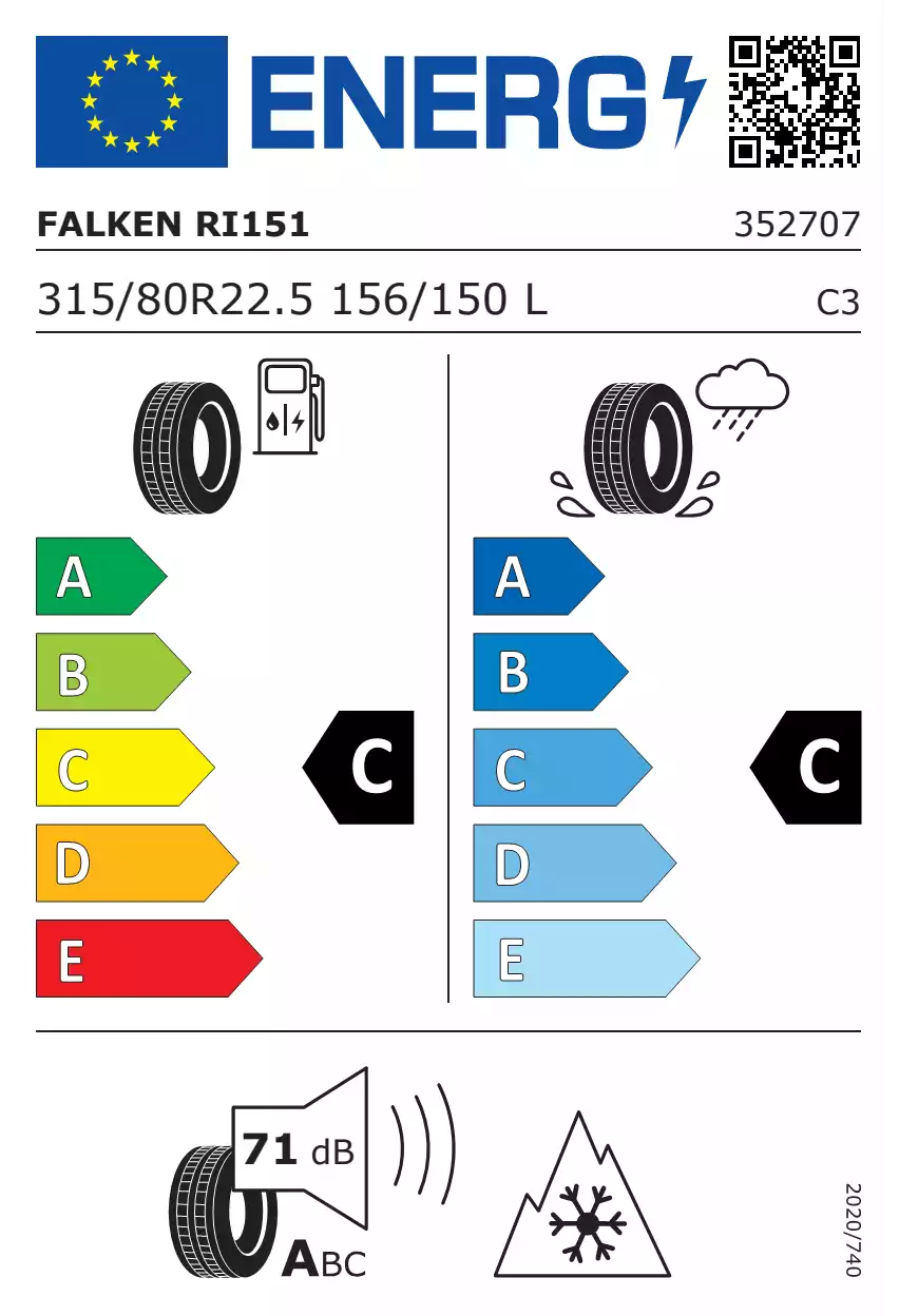 opona-falken-ri-151-o-wymiarach-315/80R22.5-156/150L-eprel-972400